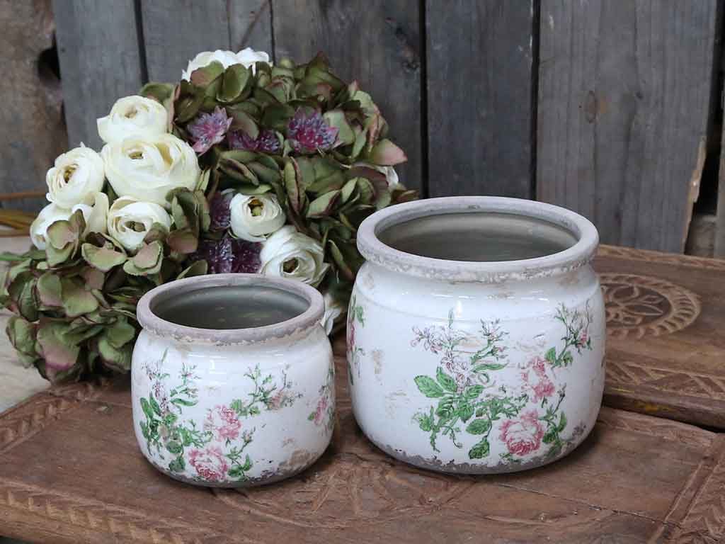 Toulouse Übertopf mit Rosen I H9.5/D12