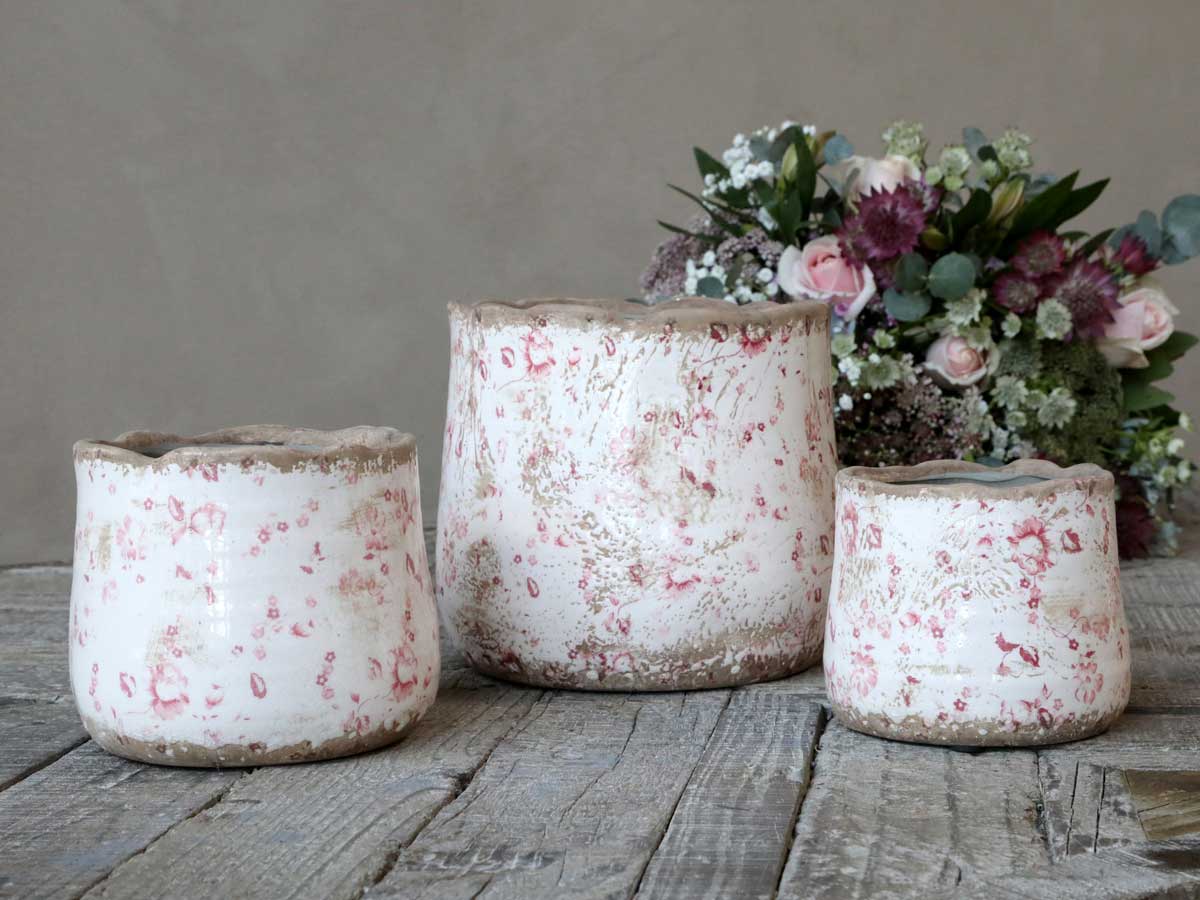 Cannes Übertopf m. Blumenmotiv