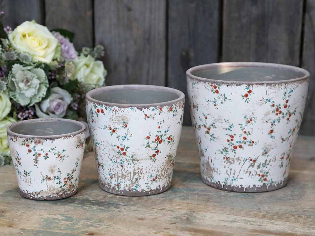 Tulle Übertopf mit Blumen I H9.5/D10.5