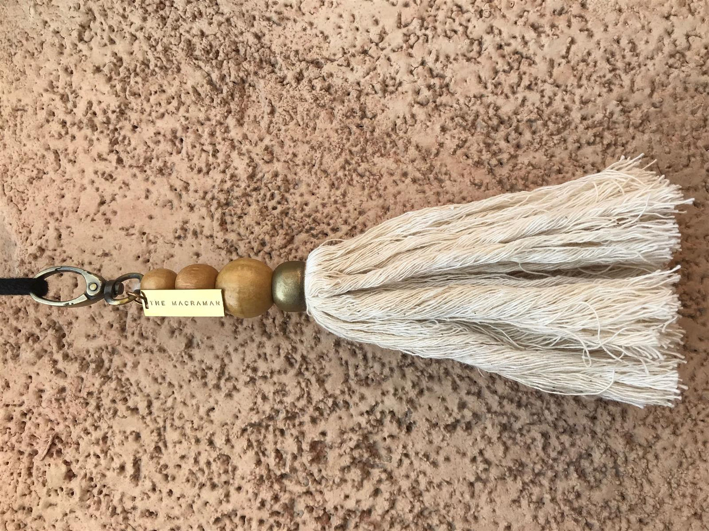 Perlen-Schlüsselanhänger KARAS I Creme I exzellentes & nachhaltiges Makramee