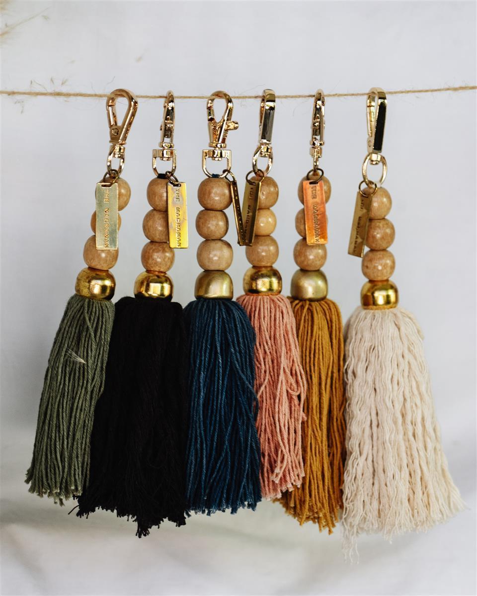 Perlen-Schlüsselanhänger KARAS I Sommer-Gelb I exzellentes & nachhaltiges Makramee