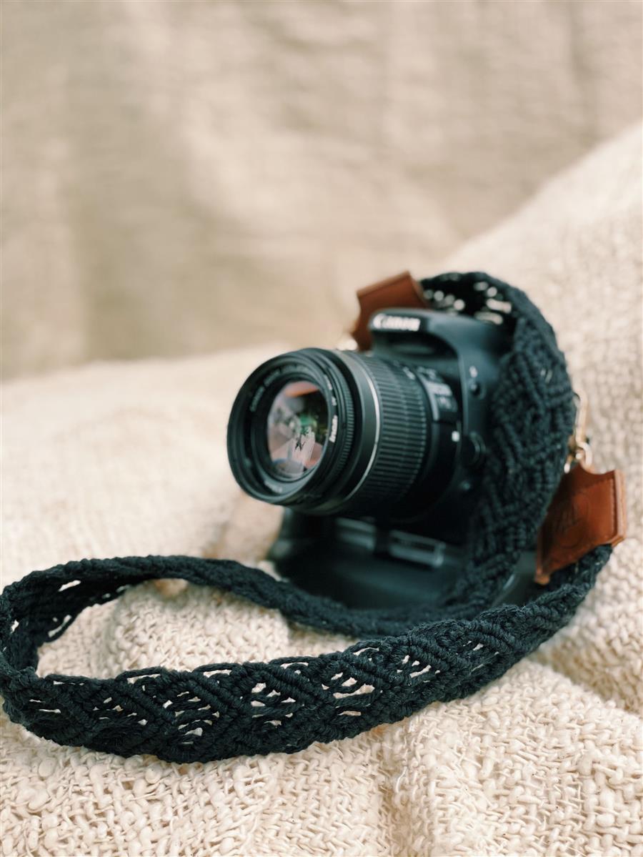 Kameragurt MAGNUM I Schwarz I exzellentes & nachhaltiges Makramee