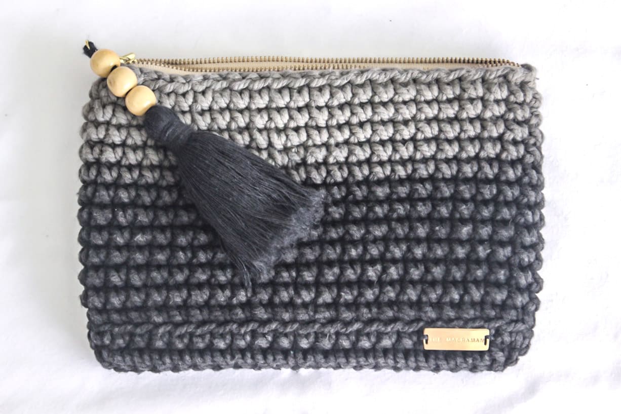 Handtasche FLORI I Sunset-Schwarz I exzellentes & nachhaltiges Makramee