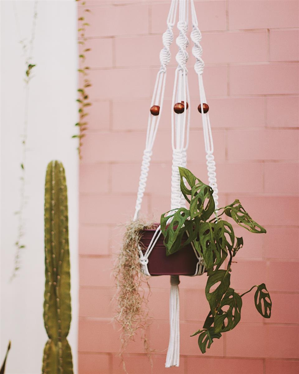 Pflanzenaufhänger GIGGI I Weiß I exzellentes & nachhaltiges Makramee