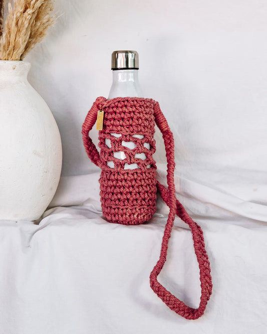Trinkflaschen-Träger JAMBU I Pink I 1 Liter I exzellentes & nachhaltiges Makramee