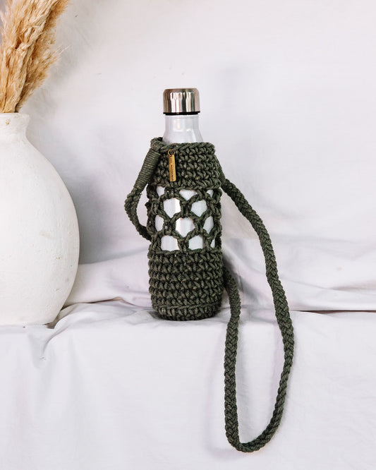 Trinkflaschen-Träger JAMBU I Salbei I 1,25 Liter I exzellentes & nachhaltiges Makramee