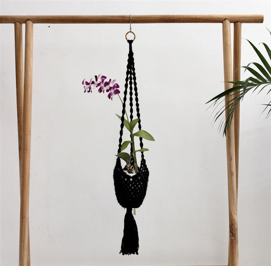 Pflanzenaufhänger FERNANDO I Jute I Schwarz I exzellentes & nachhaltiges Makramee