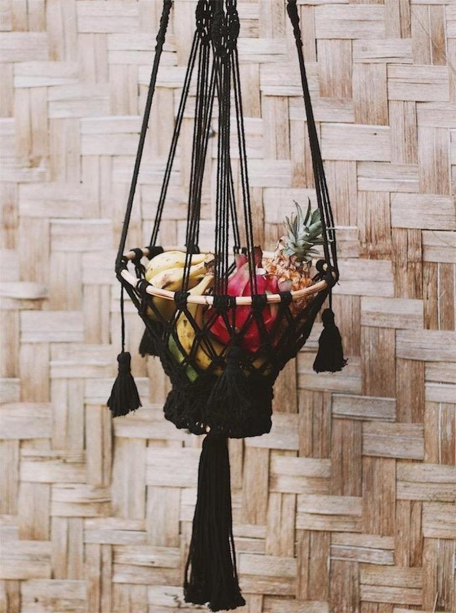 Obsthänger MAUI I Schwarz I exzellentes & nachhaltiges Makramee