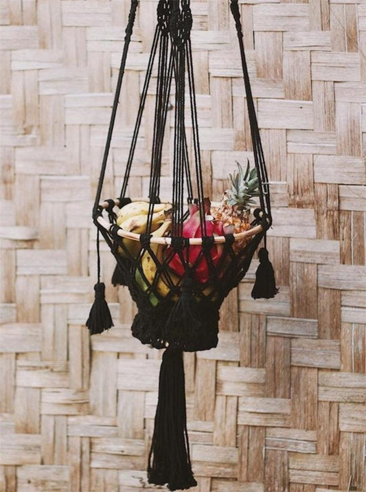 Obsthänger MAUI I Schwarz I exzellentes & nachhaltiges Makramee
