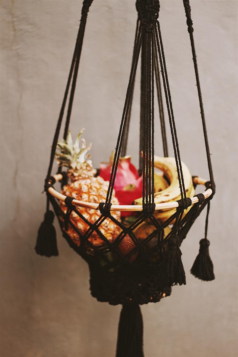 Obsthänger MAUI I Schwarz I exzellentes & nachhaltiges Makramee