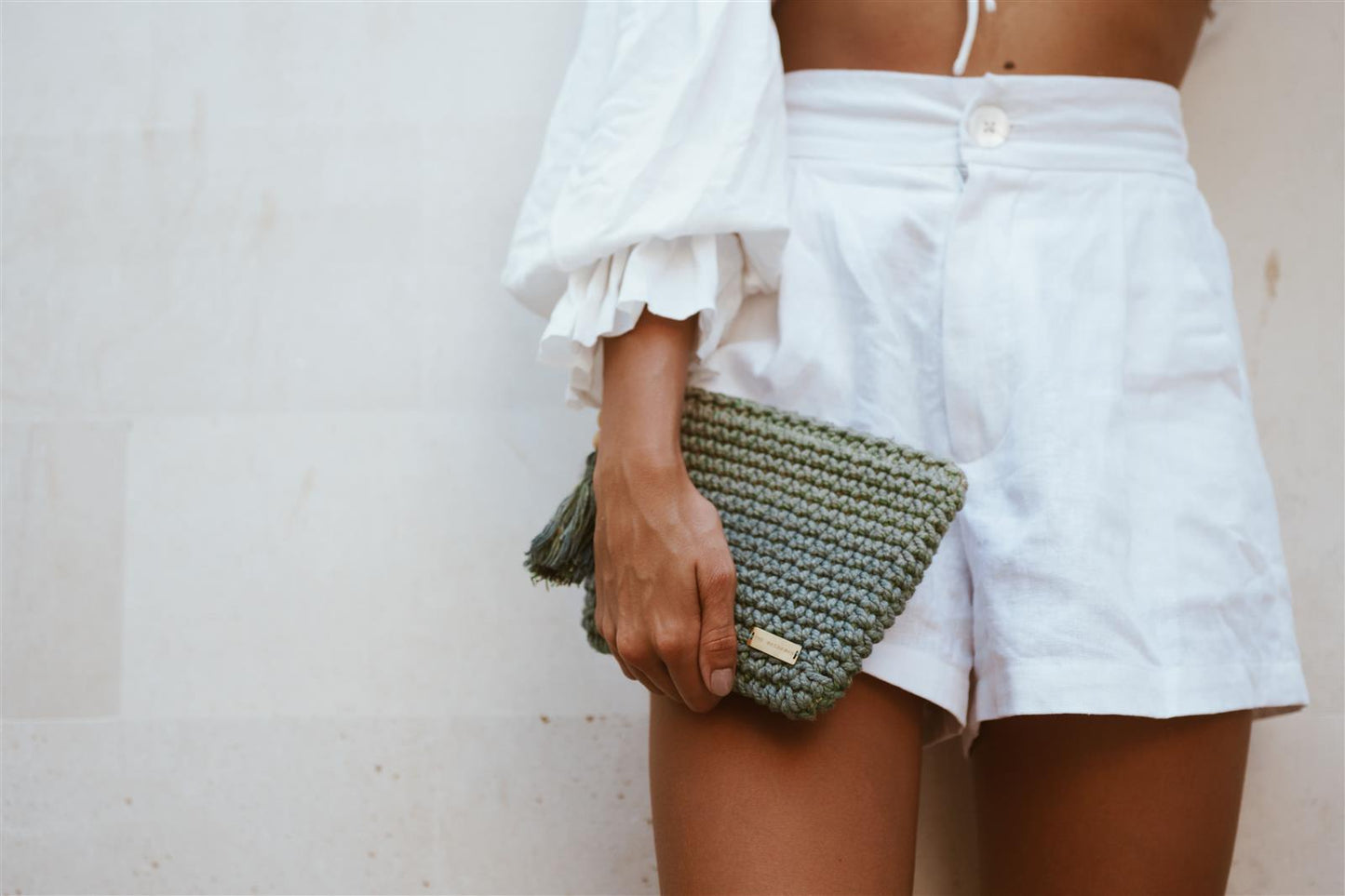 Handtasche FLORI I Salbei-Grün I exzellentes & nachhaltiges Makramee