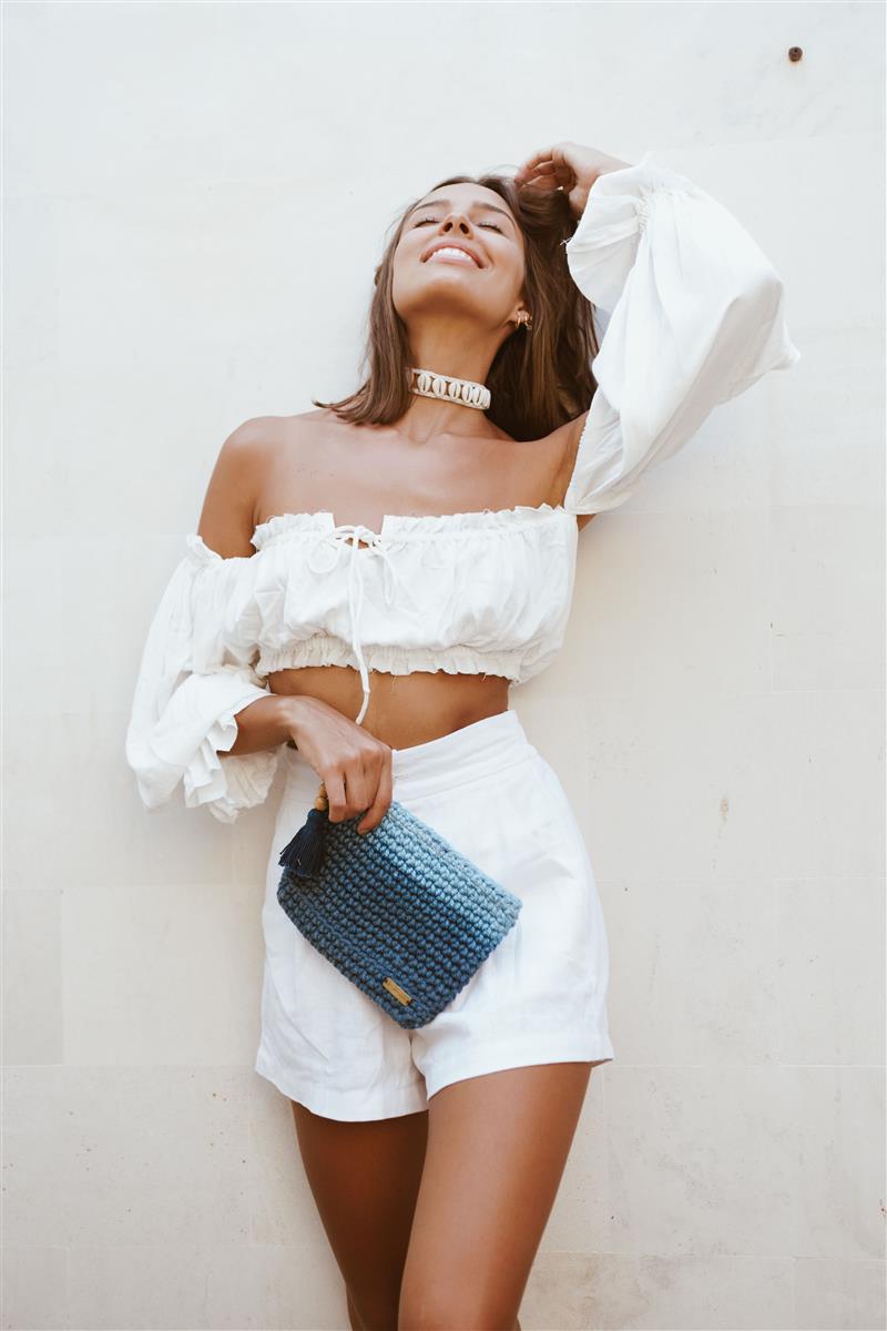 Handtasche FLORI I Rubin-Grün I exzellentes & nachhaltiges Makramee