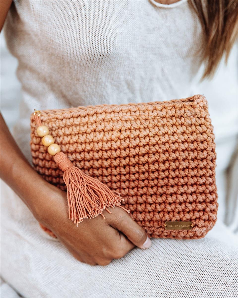 Handtasche FLORI I Frucht-Orange I exzellentes & nachhaltiges Makramee