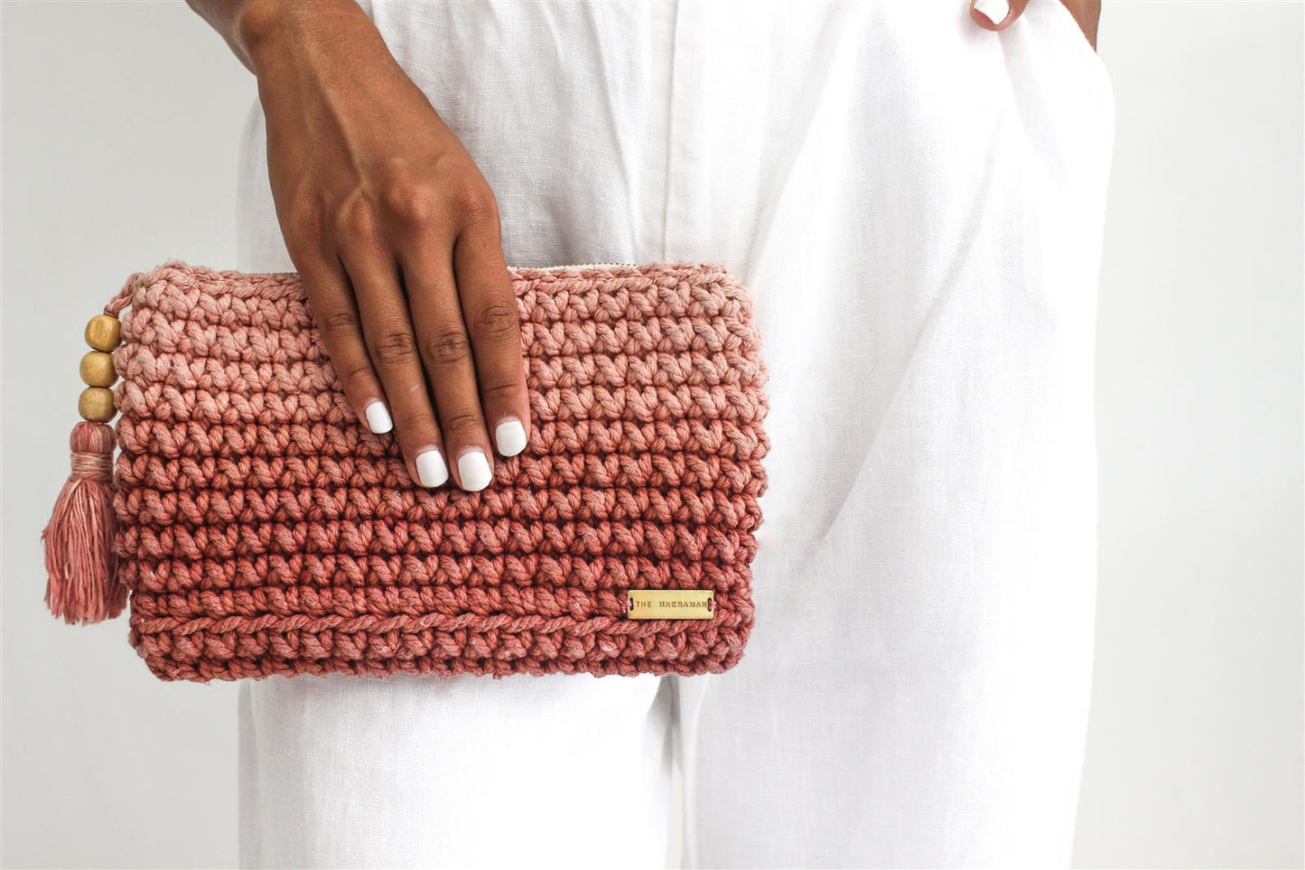 Handtasche FLORI I Errötendes-Pink I exzellentes & nachhaltiges Makramee