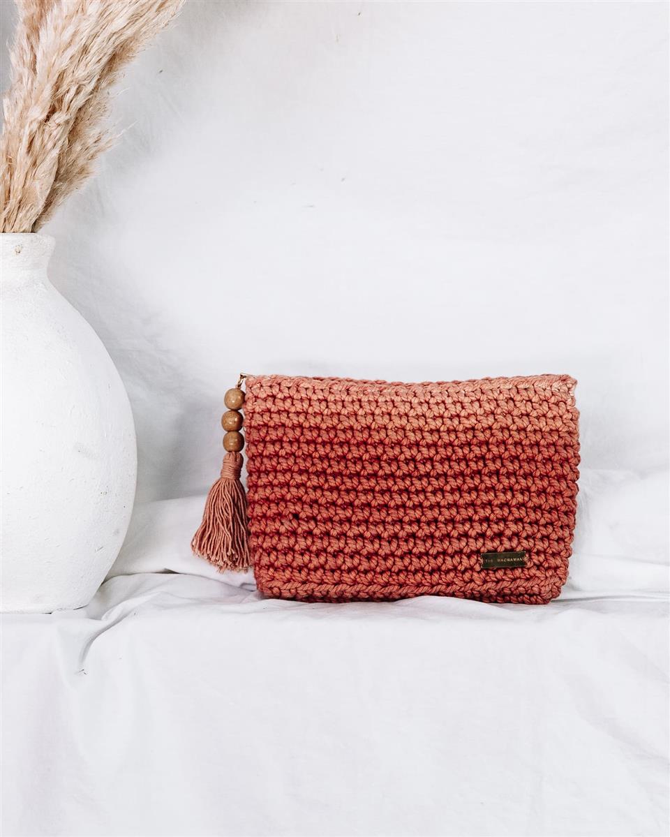 Handtasche FLORI I Frucht-Orange I exzellentes & nachhaltiges Makramee