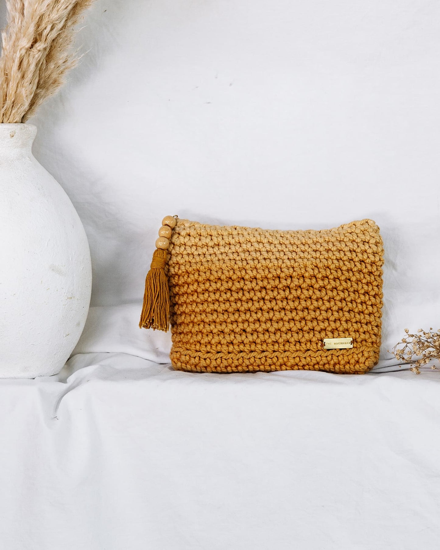 Handtasche FLORI I Sommer-Gelb I exzellentes & nachhaltiges Makramee