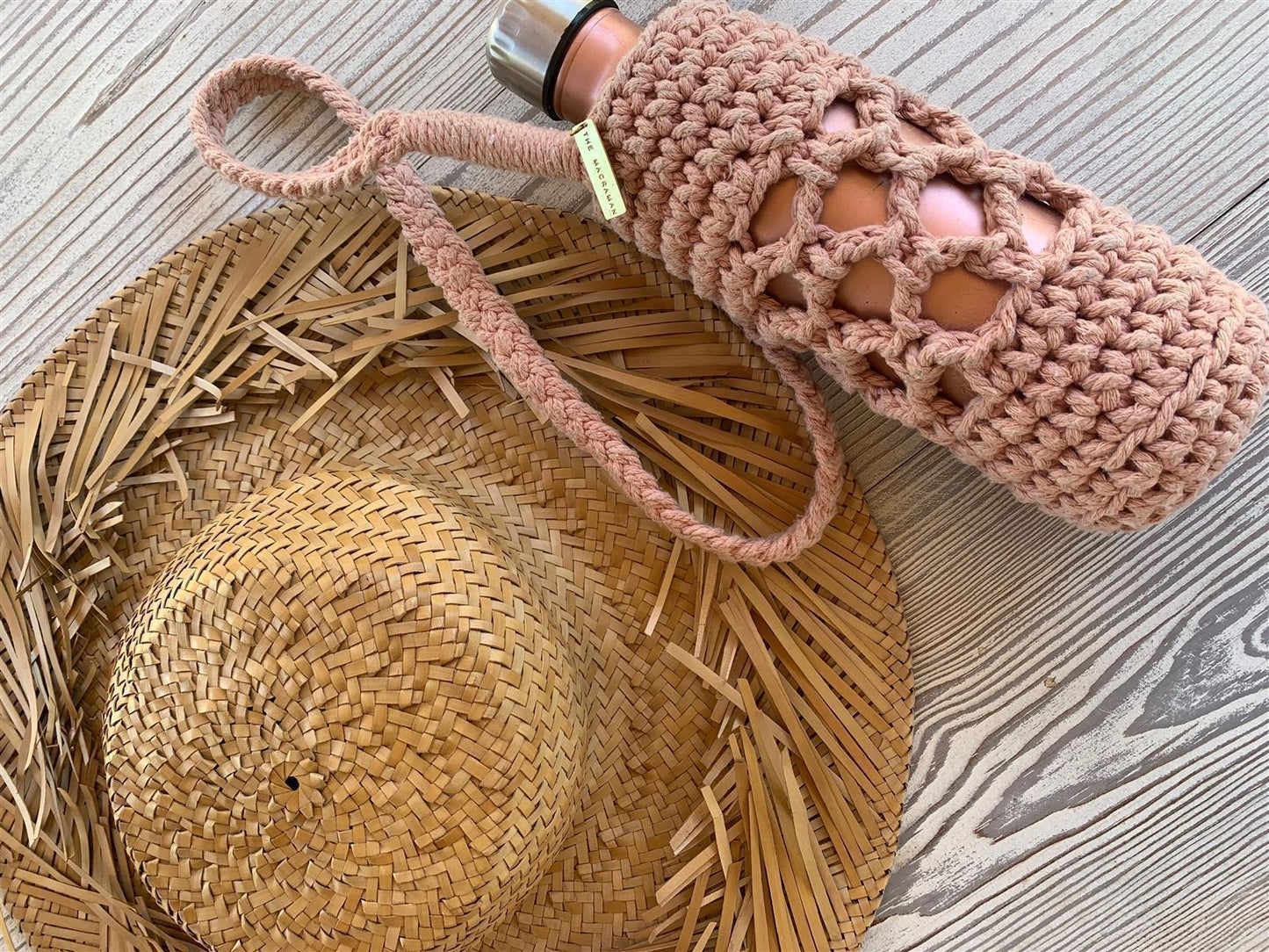 Trinkflaschen-Träger JAMBU I Pink I 1 Liter I exzellentes & nachhaltiges Makramee