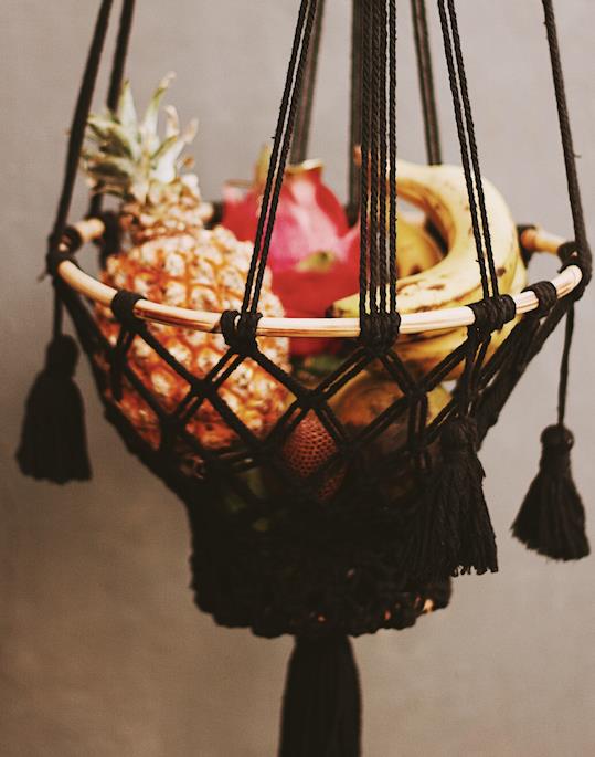 Obsthänger MAUI I Schwarz I exzellentes & nachhaltiges Makramee