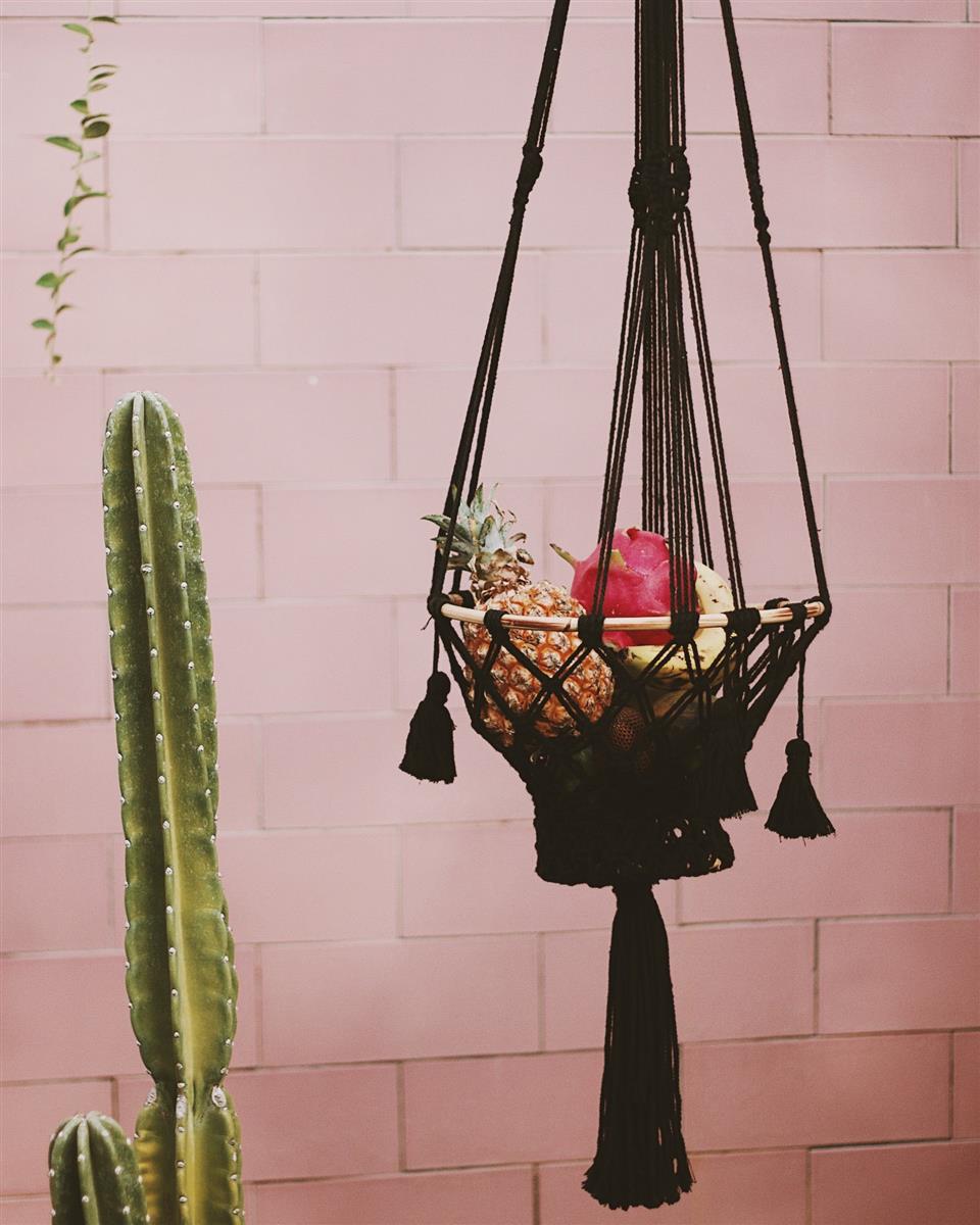 Obsthänger MAUI I Schwarz I exzellentes & nachhaltiges Makramee