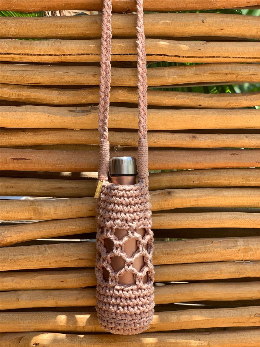Trinkflaschen-Träger JAMBU I Pink I 1 Liter I exzellentes & nachhaltiges Makramee