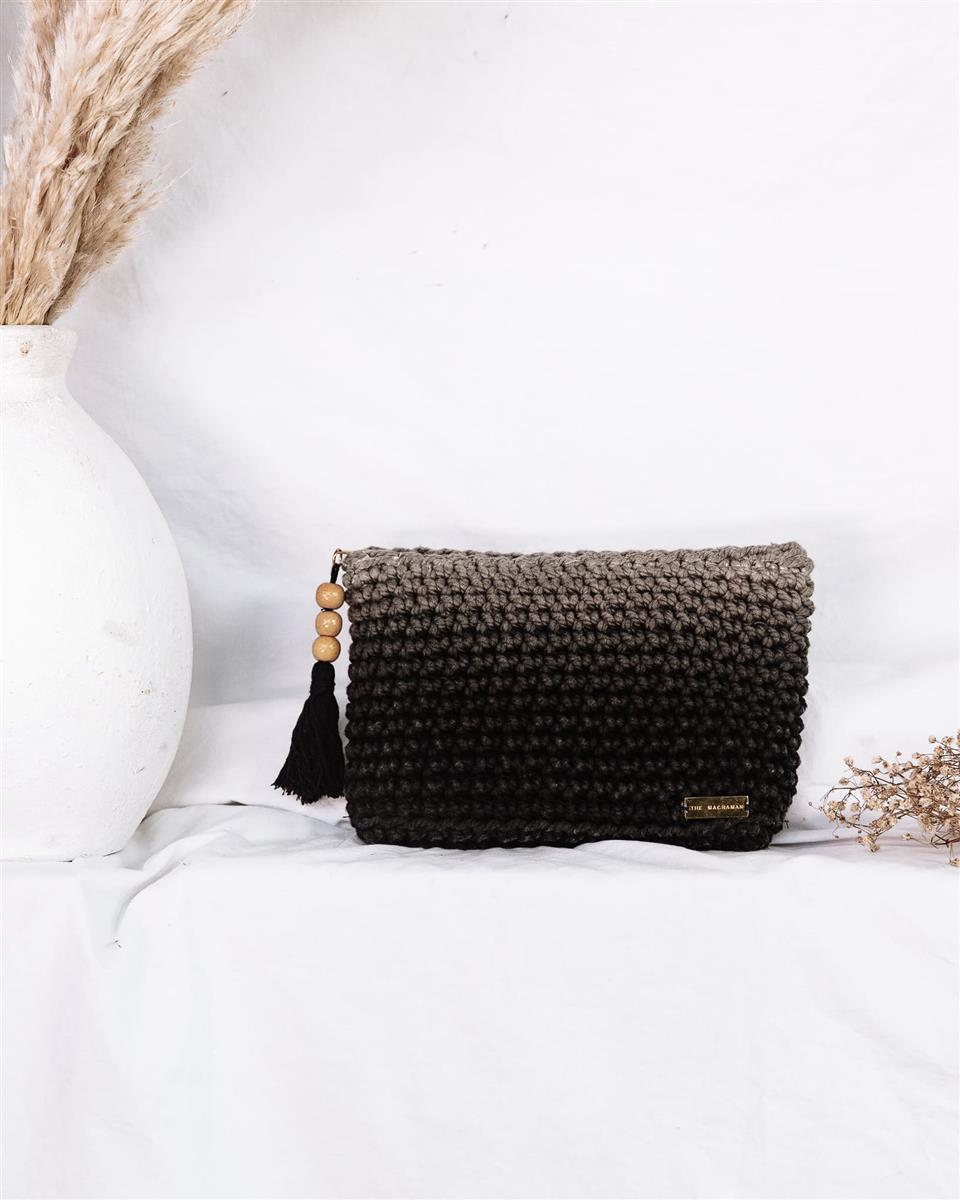 Handtasche FLORI I Sunset-Schwarz I exzellentes & nachhaltiges Makramee