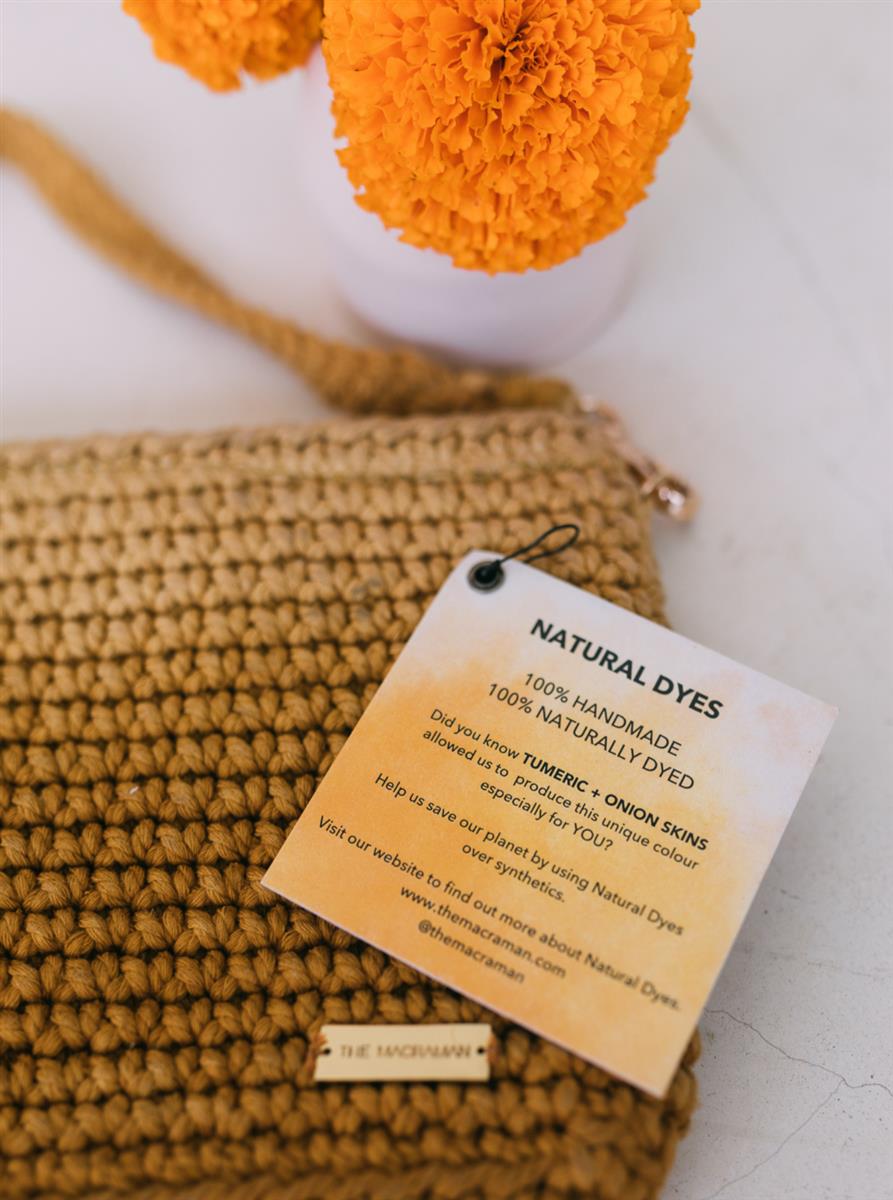 Handtasche FLORI I Sommer-Gelb I exzellentes & nachhaltiges Makramee