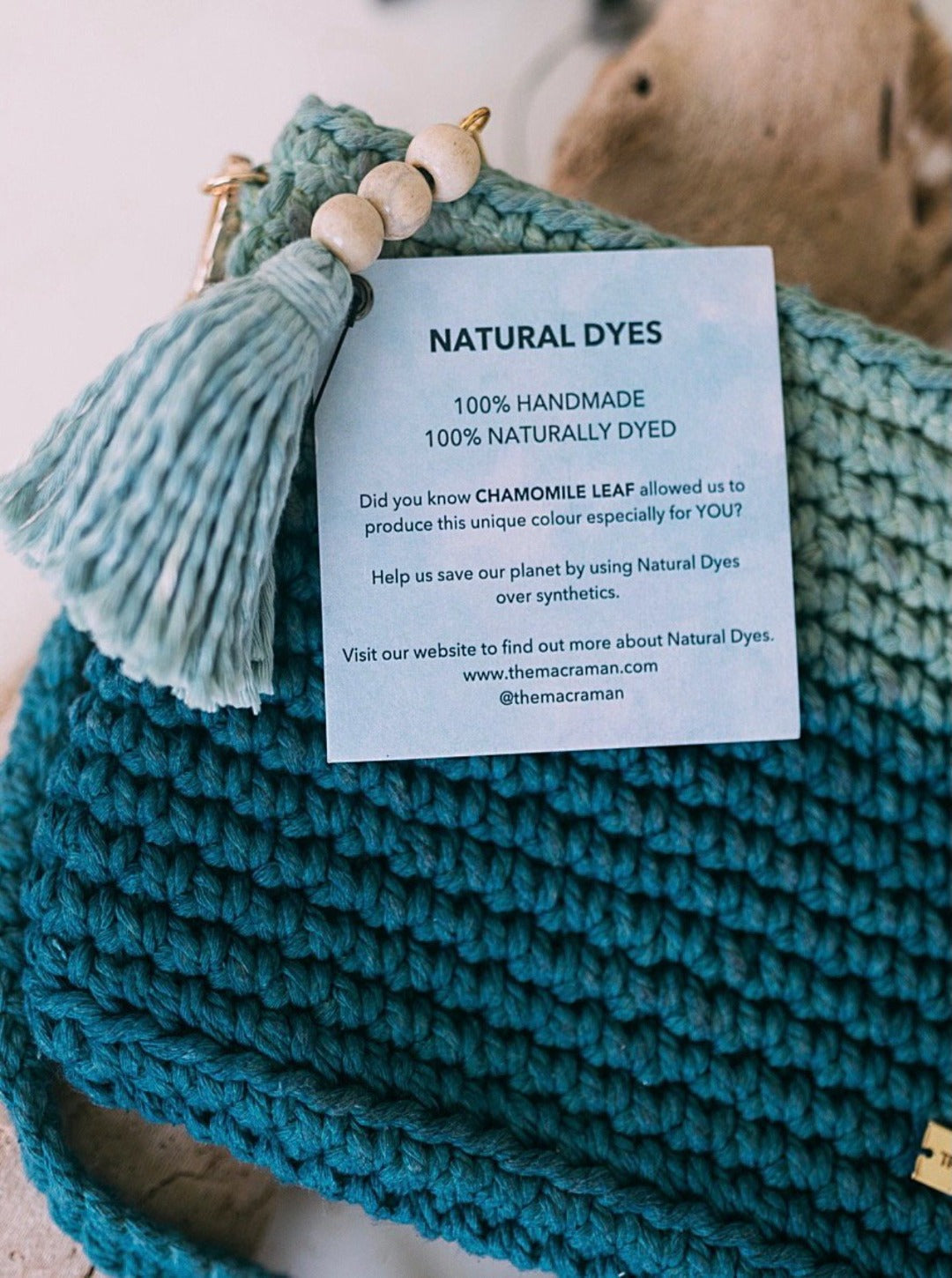 Handtasche FLORI I Rubin-Grün I exzellentes & nachhaltiges Makramee