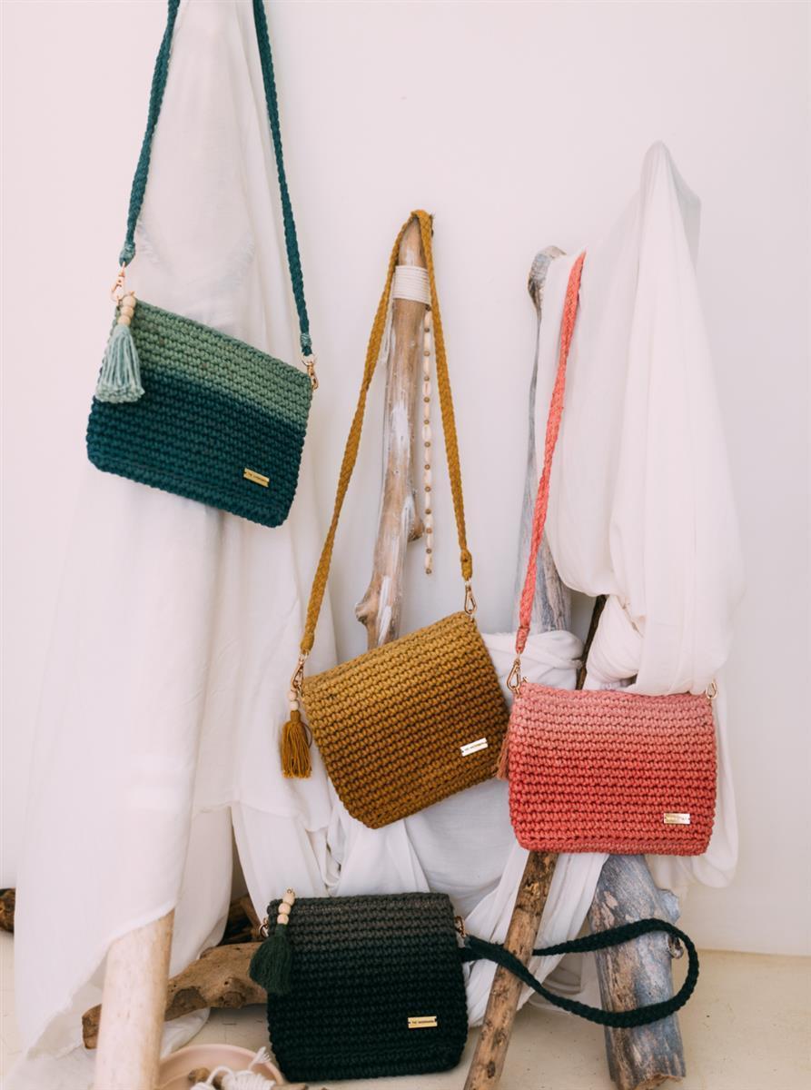 Handtasche FLORI I Sommer-Gelb I exzellentes & nachhaltiges Makramee