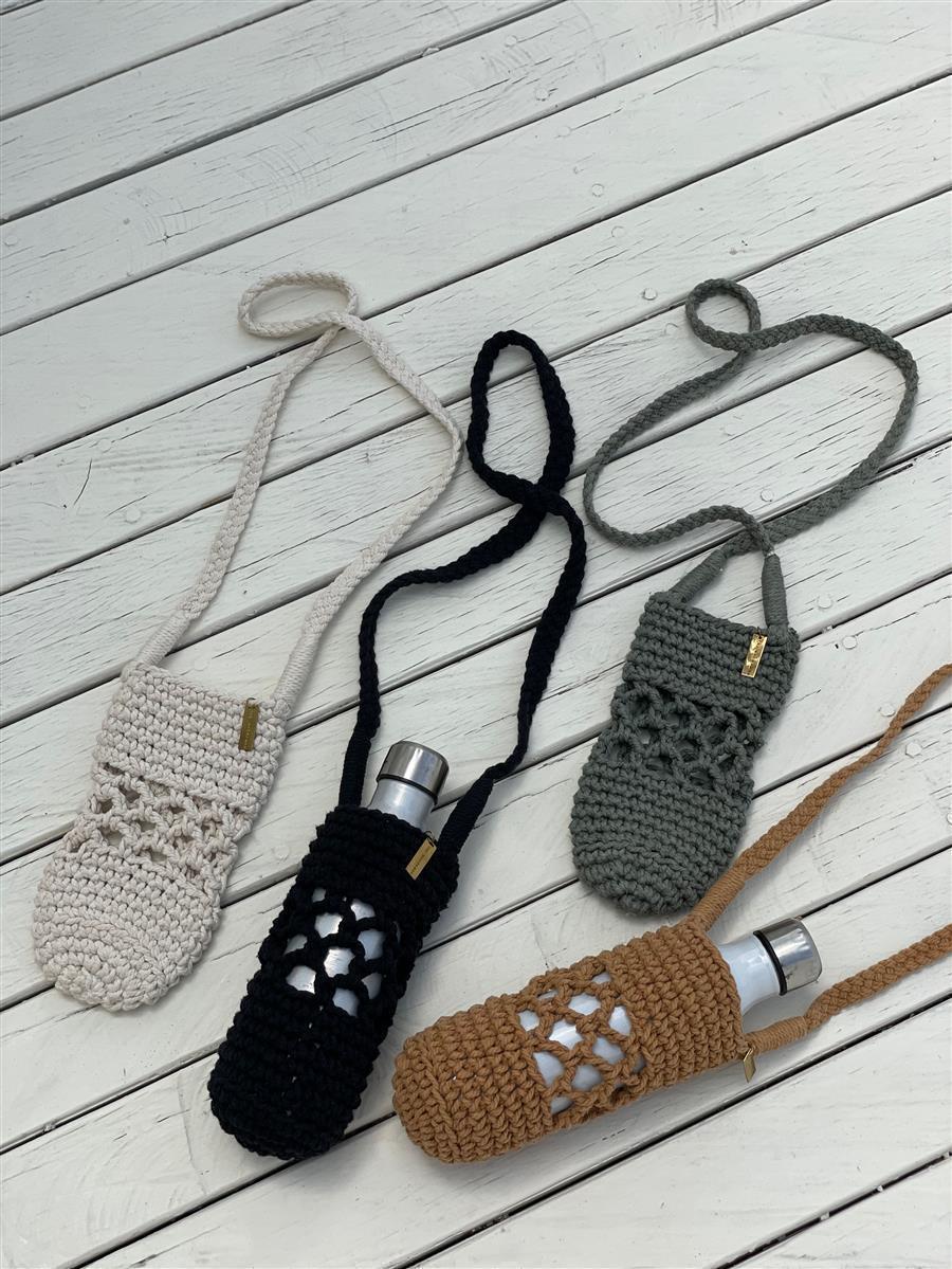 Trinkflaschen-Träger JAMBU I Salbei I Standard I exzellentes & nachhaltiges Makramee