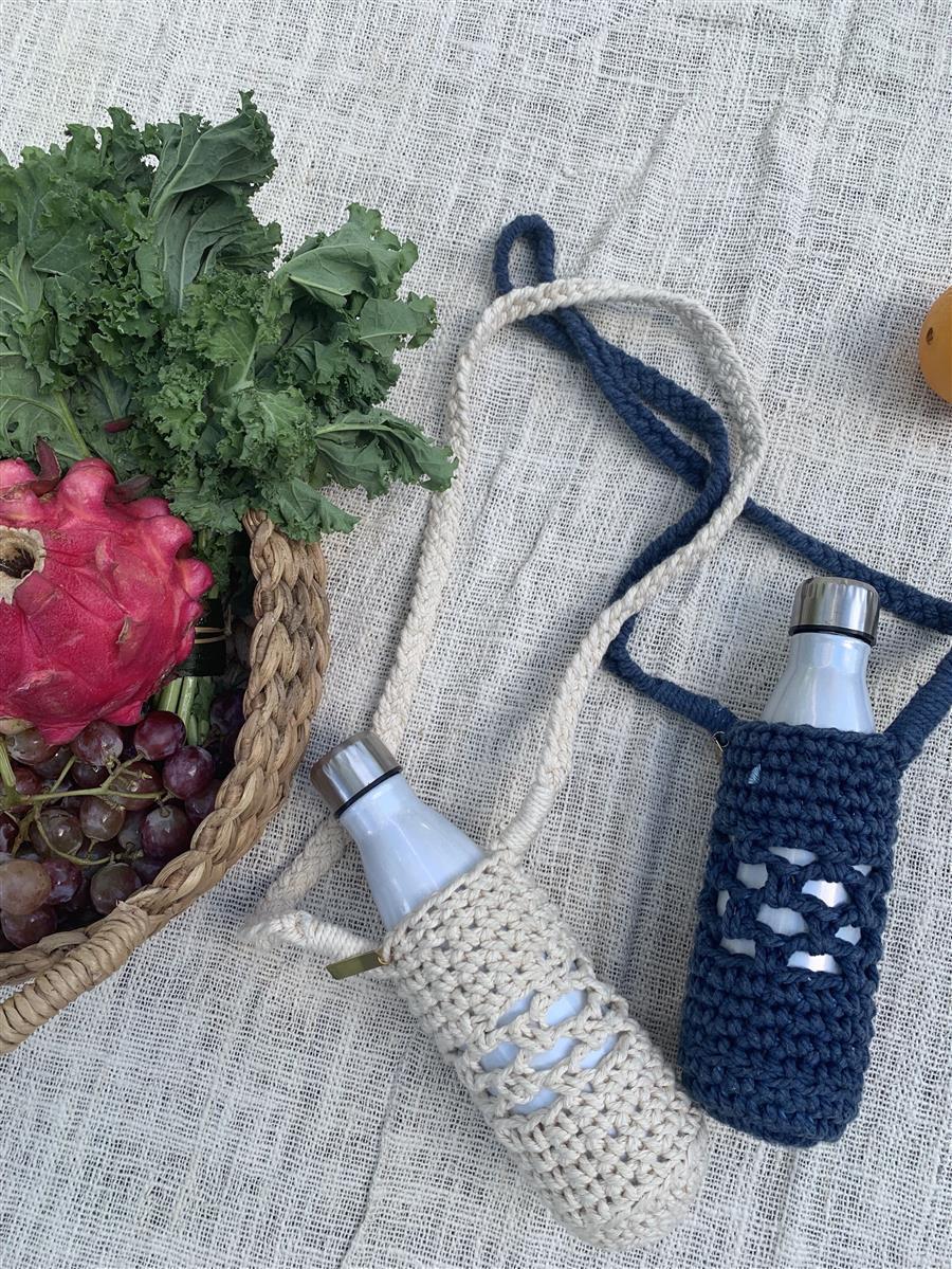 Trinkflaschen-Träger JAMBU I Aperol I 1 Liter I exzellentes & nachhaltiges Makramee