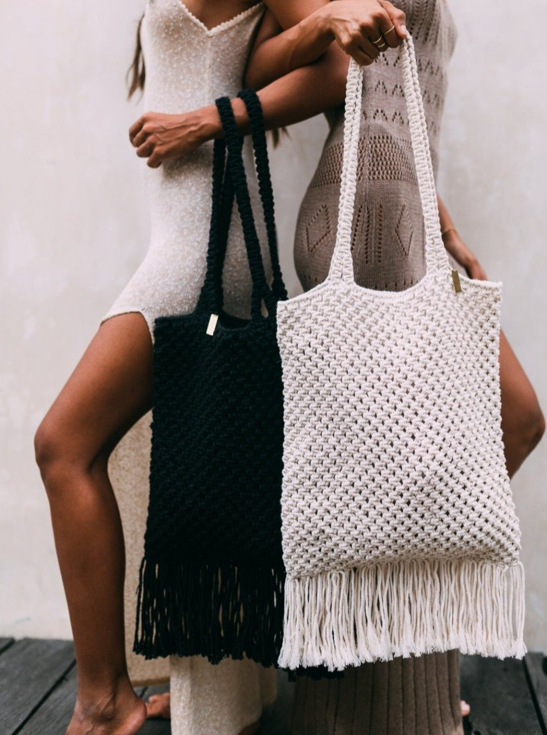 Tragetasche CHICAMA I Schwarz I exzellentes & nachhaltiges Makramee