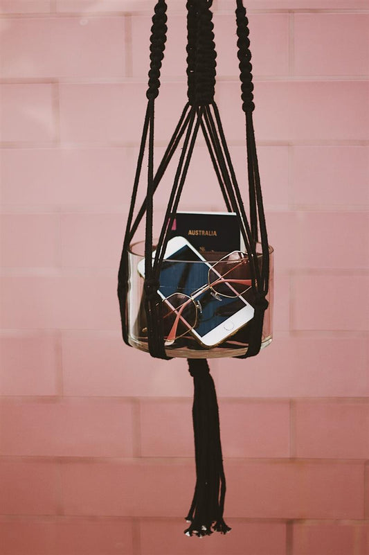 Pflanzenaufhänger BALANG I Schwarz I exzellentes & nachhaltiges Makramee