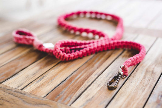 Hundeleine DUI I Errötetes-Pink I exzellentes & nachhaltiges Makramee