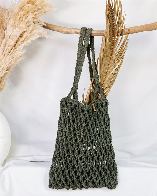Tragetasche PERI I Salbei I exzellentes & nachhaltiges Makramee