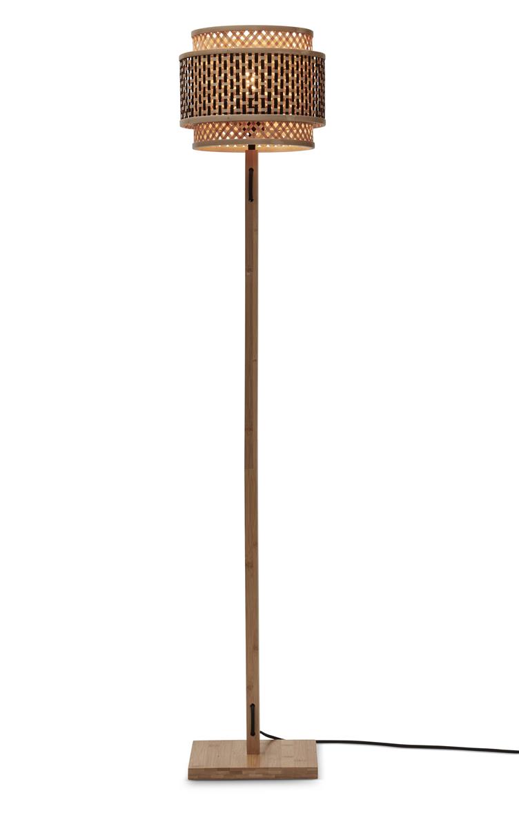 GOOD&MOJO I Stehleuchte I BHUTAN I Farbe: Natur/Schwarz I Schirm: Ø25 x 20