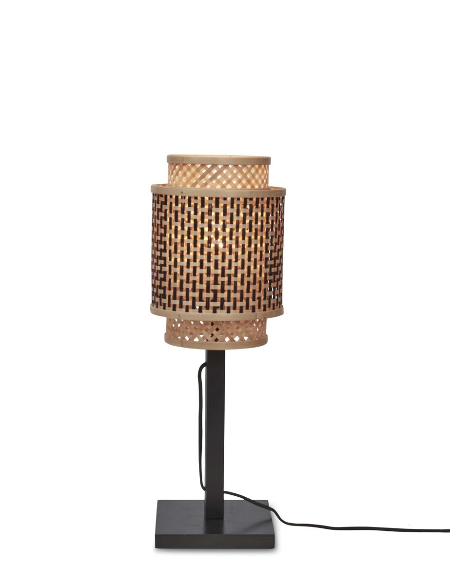 GOOD&MOJO I Tischleuchte I BHUTAN I Farbe: Natur/Schwarz I Schirm: Ø18 x 25