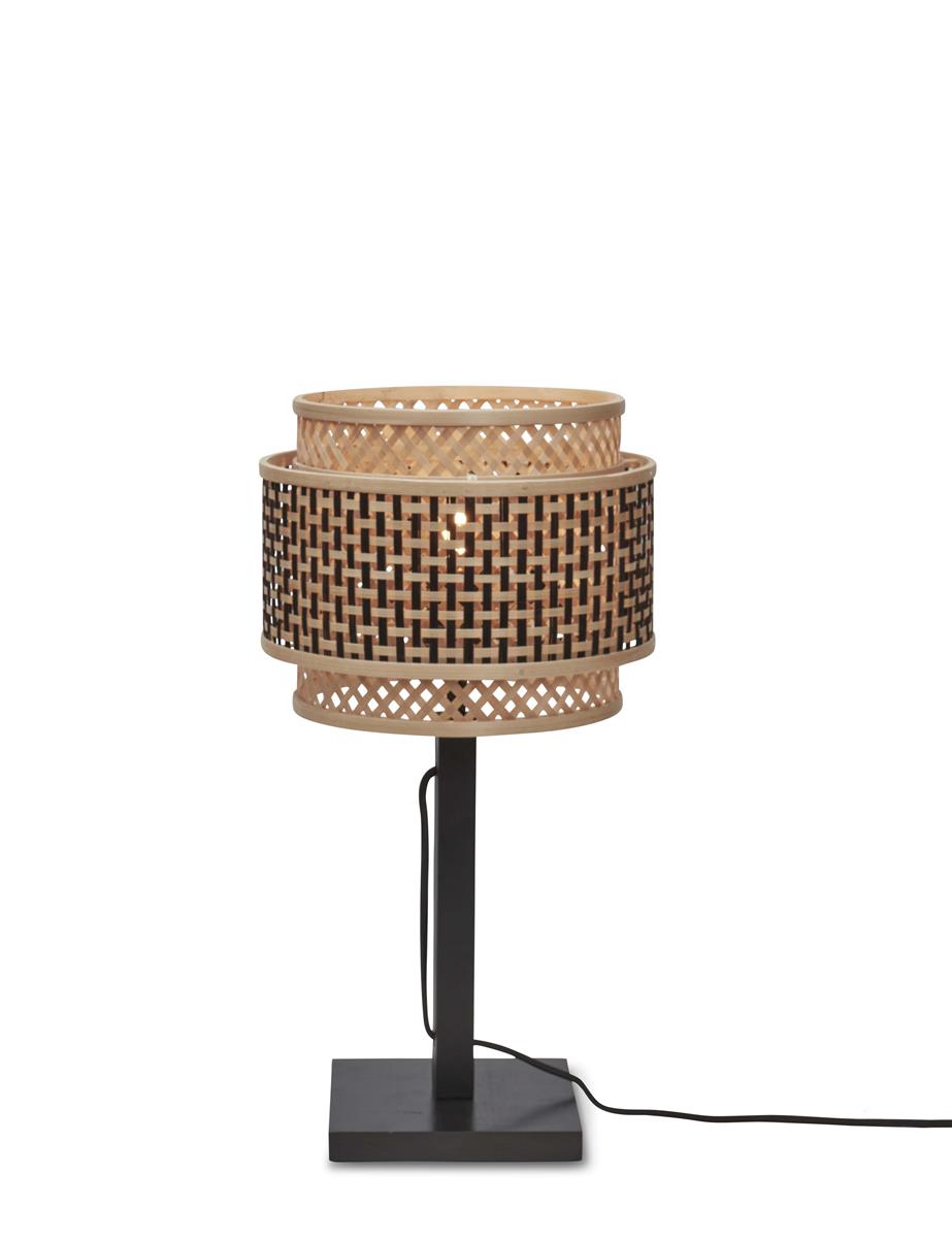 GOOD&MOJO I Tischleuchte I BHUTAN I Farbe: Natur/Schwarz I Schirm: Ø25 x20