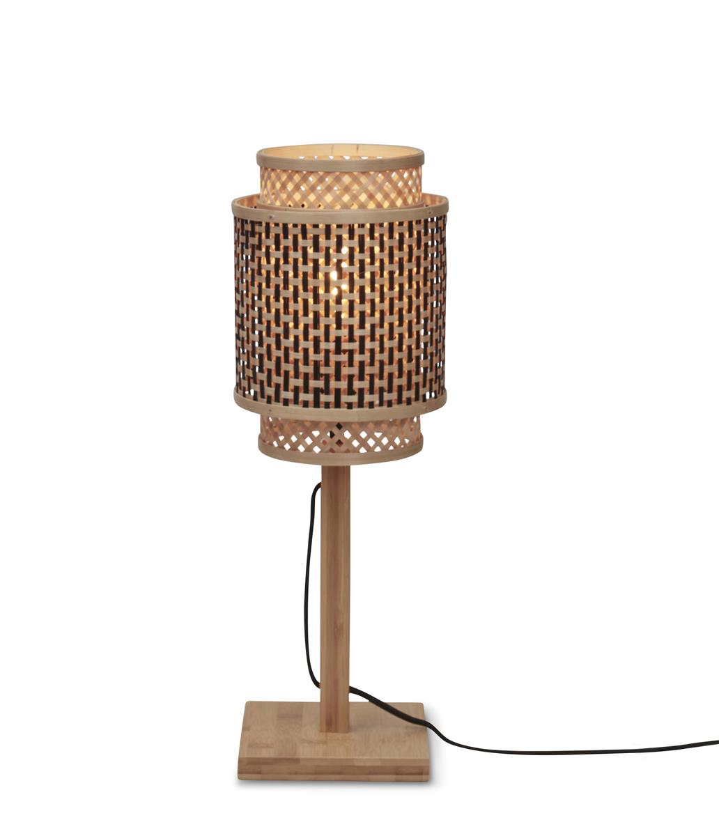 GOOD&MOJO I Tischleuchte I BHUTAN I Farbe: Natur/Schwarz I Schirm: Ø18 x 25