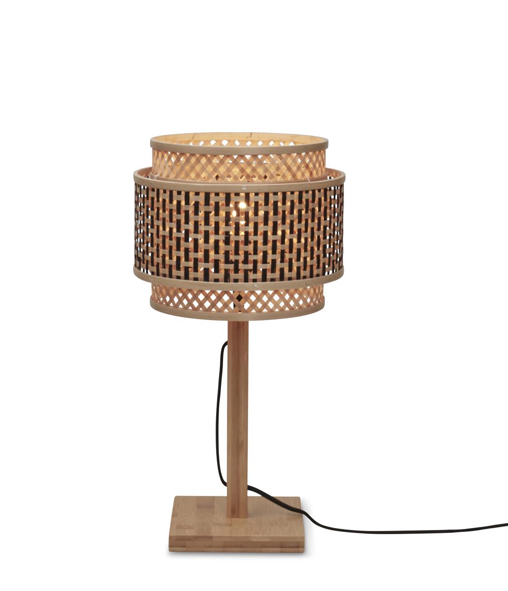GOOD&MOJO I Tischleuchte I BHUTAN I Farbe: Natur/Schwarz I Schirm: Ø25 x20
