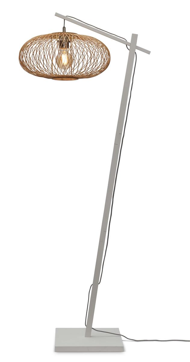 GOOD&MOJO I Stehleuchte I CANGO I Farbe: Weiß/Natur I Schirm: Ø40 x20