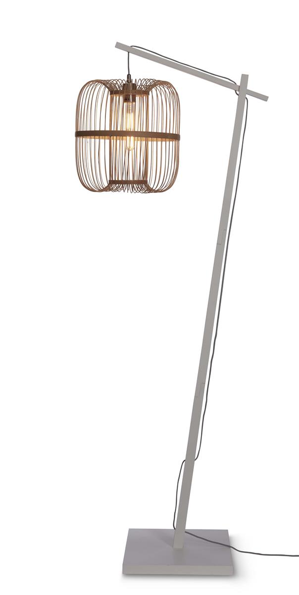 GOOD&MOJO I Stehleuchte I HOKKAIDO I Farbe: Weiß/Natur I Schirm: Ø25 x 38