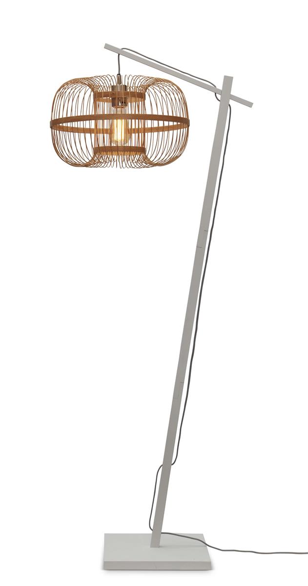 GOOD&MOJO I Stehleuchte I HOKKAIDO I Farbe: Weiß/Natur I Schirm: Ø38 x 25