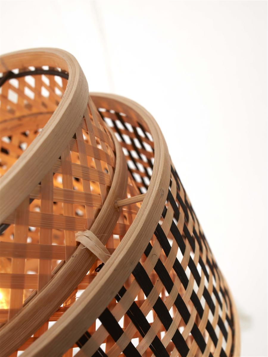 GOOD&MOJO I Stehleuchte I BHUTAN I Farbe: Natur/Schwarz I Schirm: Ø25 x 20