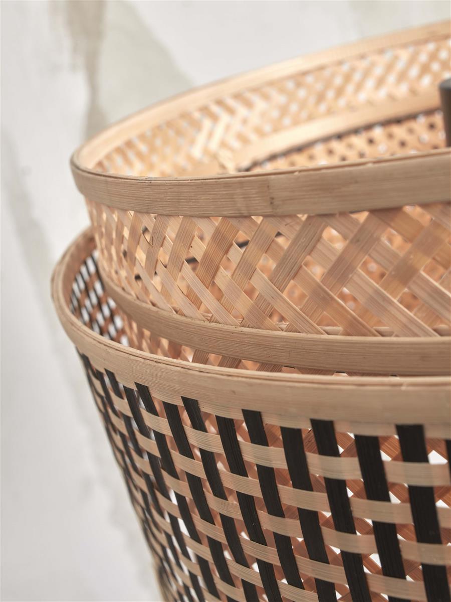 GOOD&MOJO I Stehleuchte I BHUTAN I Farbe: Natur/Schwarz I Schirm: Ø18 x 35