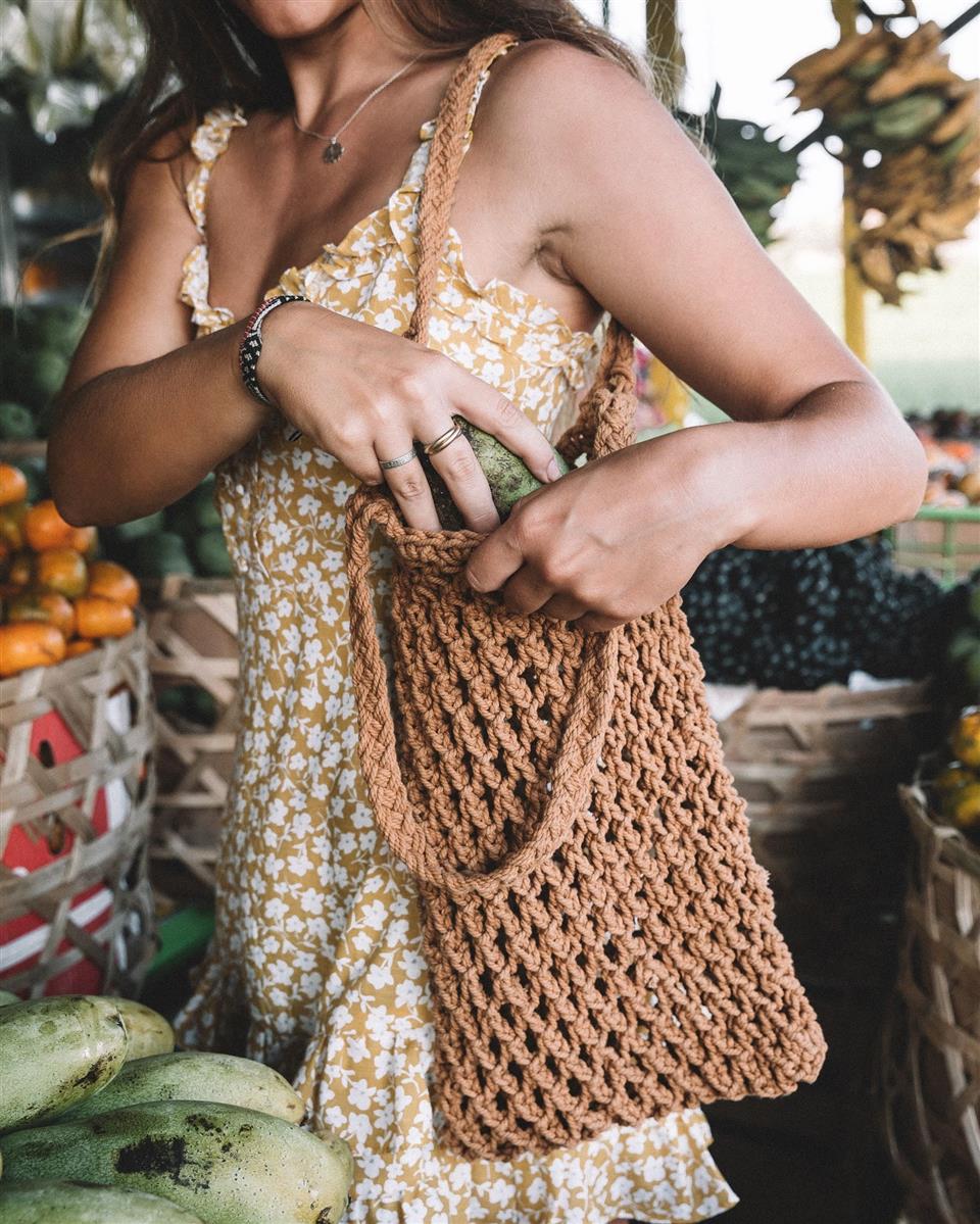 Tragetasche PERI I Aperol I exzellentes & nachhaltiges Makramee