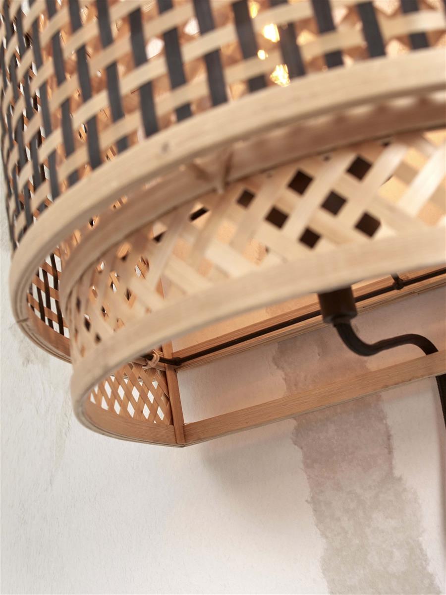 GOOD&MOJO I Wandleuchte I BHUTAN I Farbe: Natur/Schwarz I Schirm: Ø24 x21