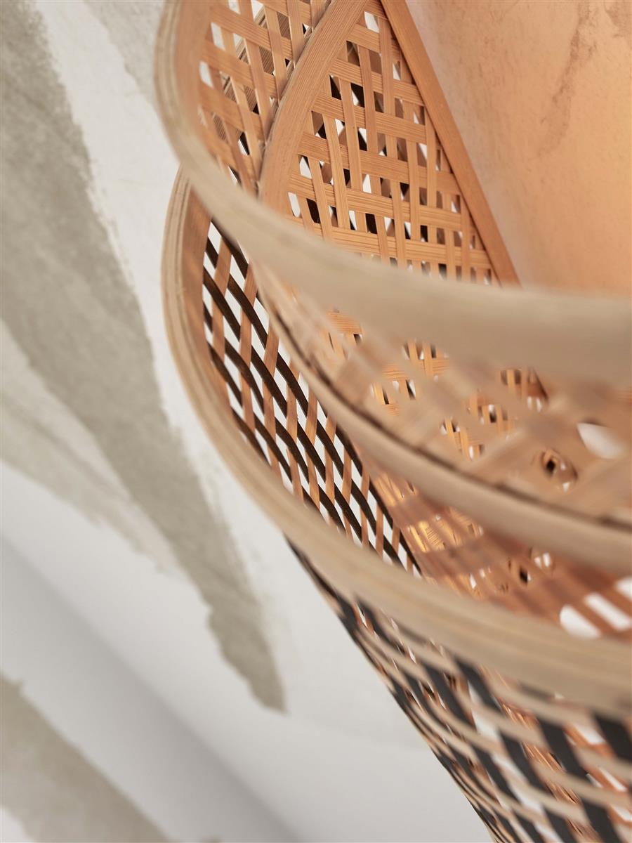 GOOD&MOJO I Wandleuchte I BHUTAN I Farbe: Natur/Schwarz I Schirm: Ø32 x27