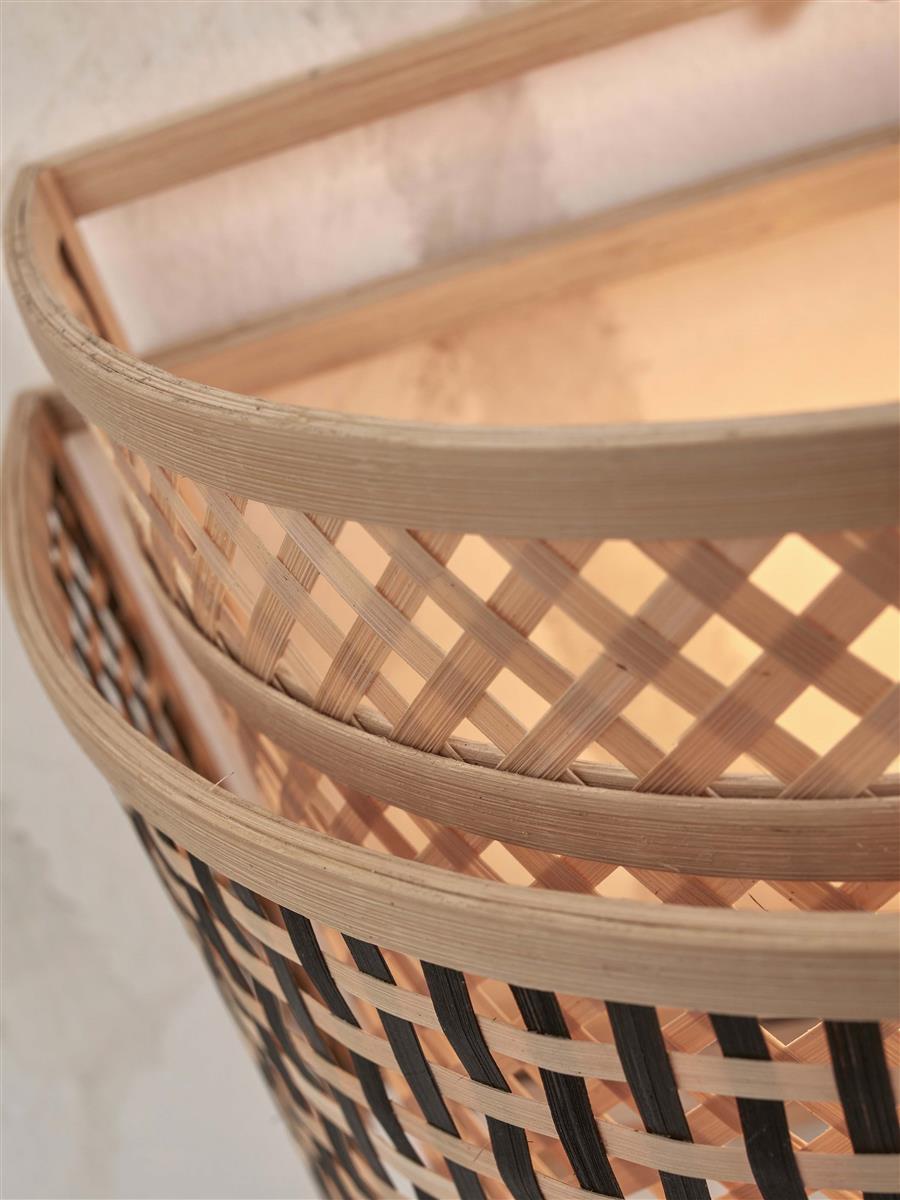 GOOD&MOJO I Wandleuchte I BHUTAN I Farbe: Natur/Schwarz I Schirm: Ø32 x27