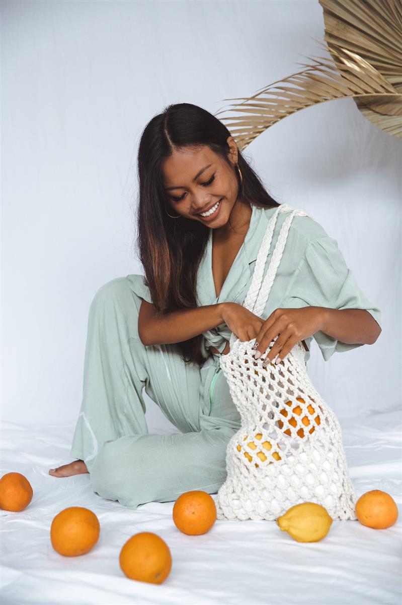 Tragetasche PERI I Creme I exzellentes & nachhaltiges Makramee