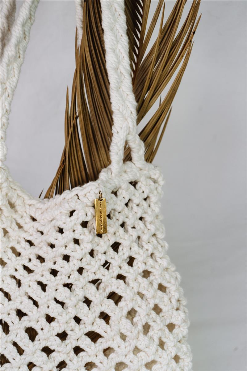 Tragetasche PERI I Creme I exzellentes & nachhaltiges Makramee